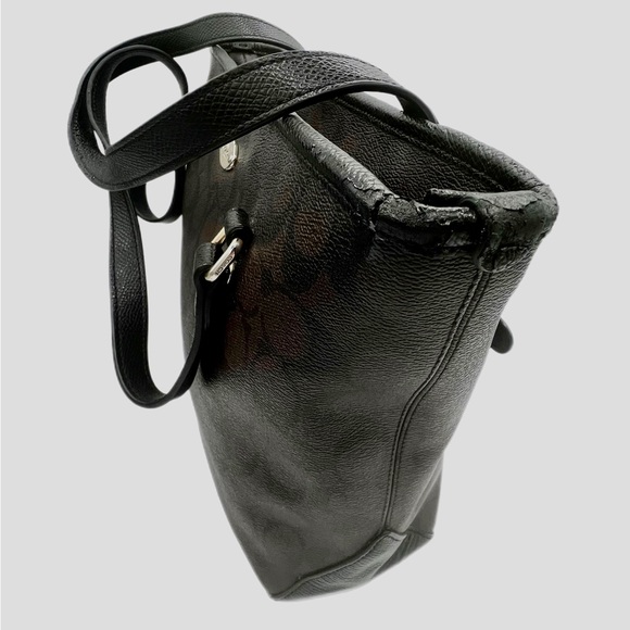 Coach Signature brown black Monogram Tote handbag shoulder bag Zip Top - Picture 3 of 7